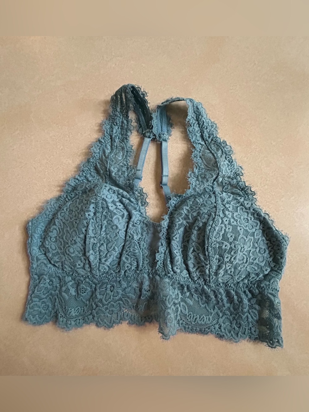 aerie floral lace longline bralette dusty blue small